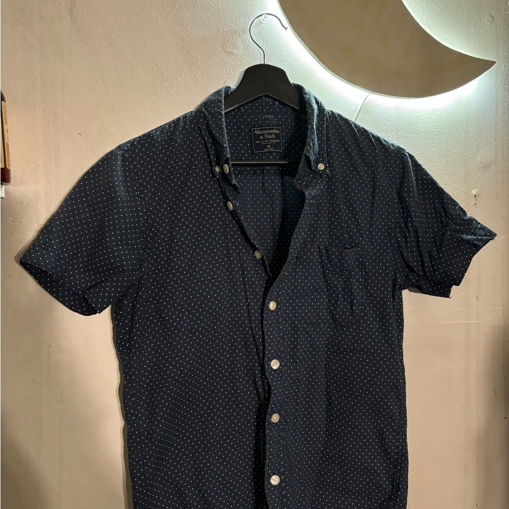 3pk Abercrombie Navy Blue Polka Dot Men's button up  Shirt